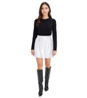 Minifalda de mujer, evasé de jacquard con bolsillos, tallas grandes 978672, color plata