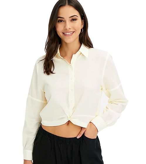 Blusa de verano para mujer, blusa de crepé de manga larga, tallas grandes, 920882 beige