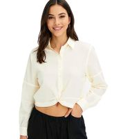 Blusa de verano para mujer, blusa de crepé de manga larga, tallas grandes, 920882 beige