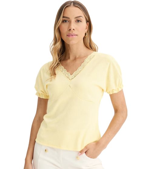 T-shirt femme à motifs décoratifs, manches courtes 919297 Jaune