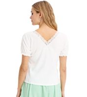Damen T-Shirt mit dekorativen Elementen Kurzarm-Shirt 944192 Weiß