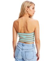 gestreiftes Damen Bandeau Sommer-Top geripptes Baumwoll-Shirt 947519 Türkis