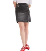 Damen Denim-Rock Wickel-Jeansrock Baumwoll-Rock Mini-Rock 971650 Schwarz/Grau