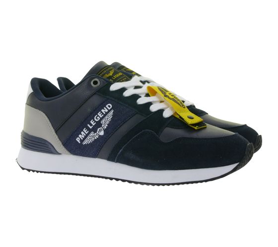 PME LEGEND Mach Low-Top Sneaker mit seitlichen Textil-Overlays Alltags-Sneaker Schnür-Schuhe PBO2203320-599 Navy/Grau