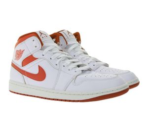NIKE Air Jordan 1 Mid Herren Sneaker Echtleder Turnschuhe Mid-Top Sneaker FJ3458 160 Weiß/Rot NIKE Air Jordan 1 Mid Herren Sneaker Echtleder Turnschuhe Mid-Top Sneaker FJ3458 160 Weiß/Rot