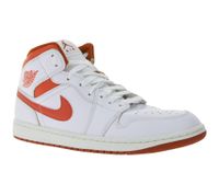 NIKE Air Jordan 1 Mid Men's Genuine Leather Sneakers Low-Top Trainers FJ3458 160 White/Red NIKE Air Jordan 1 Mid Men's Genuine Leather Sneakers Low-Top Trainers FJ3458 160 White/Red