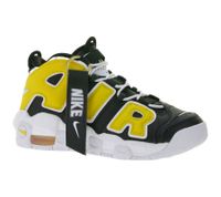 NIKE Air More Uptempo Kids' Sneakers, Genuine Leather, Teenage Sneakers, Basketball Shoes, FN0262 001, Black/Yellow
