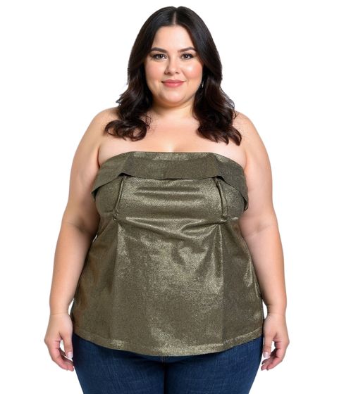 Damen auffälliges Bandeau Sommer-Top Festival-Shirt 956209 Gold