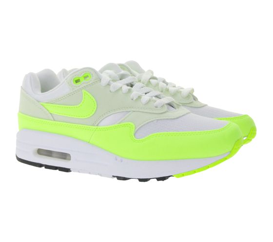 NIKE Air Max 1 Damen Sneaker Turnschuhe mit Air Max-Dämpfung Low-Top Schuhe DZ2628 100 Weiß/Gelb