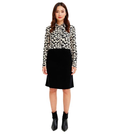 Damen ausgestellter Midi-Rock stylischer Strick-Rock 970081 Schwarz 