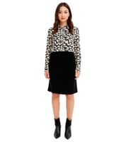 Jupe midi évasée pour femme, élégante jupe en maille, 970081, noire Jupe midi évasée pour femme, élégante jupe en maille, 970081, noire
