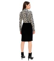 Jupe midi évasée pour femme, élégante jupe en maille, 970081, noire Jupe midi évasée pour femme, élégante jupe en maille, 970081, noire