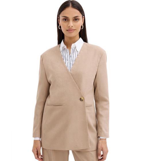 stylischer Damen Ausgeh-Blazer Herbst-Blazer Business-Blazer Baumwoll-Blazer 945078 Beige