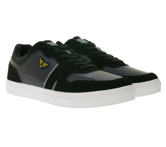 PME LEGEND Craftler Herren Low-Top Sneaker mit kontrastfarbigen Details Alltags-Sneaker Schnür-Schuhe PBO2203161-999 Schwarz