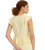 glänzende Damen Bluse mit Rüschen Sommer-Top 966572 Gelb glänzende Damen Bluse mit Rüschen Sommer-Top 966572 Gelb