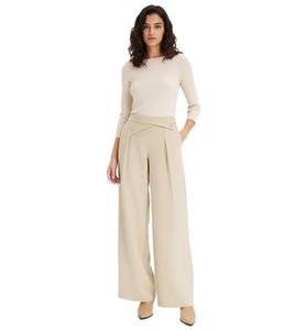 Pantalones de vestir para mujer con efecto lino, pantalones de diario, pantalones de tela 973317 Beige Pantalones de vestir para mujer con efecto lino, pantalones de diario, pantalones de tela 973317 Beige