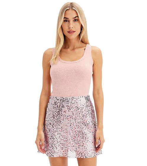 Damen Strick-Top Sommer-Top Rundhals-Shirt ärmellos 937285 Rosa