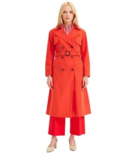 Damen Mantel im Trenchcoat-Stil mit abnehmbaren Ärmeln Business-Jacke 903663 Rot Damen Mantel im Trenchcoat-Stil mit abnehmbaren Ärmeln Business-Jacke 903663 Rot