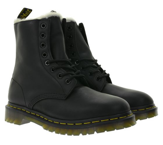 Dr. Martens 1460 Serena Damen Echtleder-Stiefel mit Kunstfellfutter Stiefeletten Boots Herbst-Schuhe 21797001 Schwarz