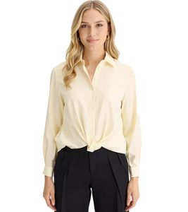 Damen Sommer-Bluse mit leichtem Glanz Langarm-Shirt 976599 Gelb