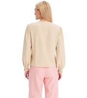 Damen Longsleeve mit V-Ausschnitt Satin-Tunika Alltags-Pullover 946373 Beige Damen Longsleeve mit V-Ausschnitt Satin-Tunika Alltags-Pullover 946373 Beige