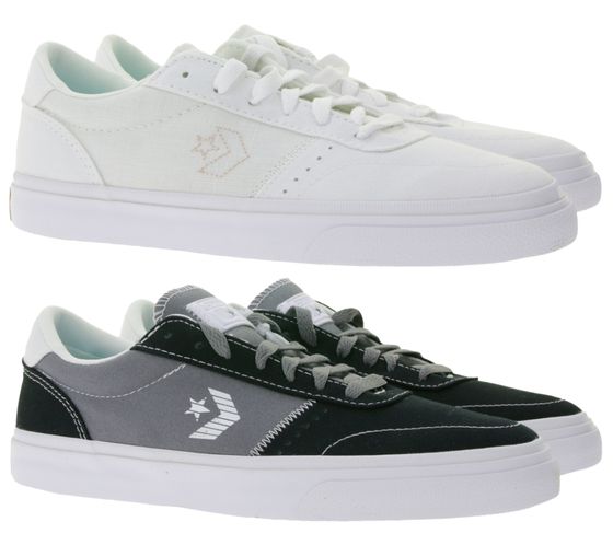 Converse BOULEVARD Low-Top Sneakers with SmartFOAM Insole. Skater Shoes for Women in White or Men in Black/Gray.