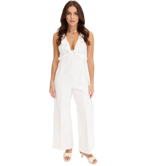 Mono elegante para mujer con escote pronunciado, mono de gasa, conjunto de fiesta, 916982, blanco