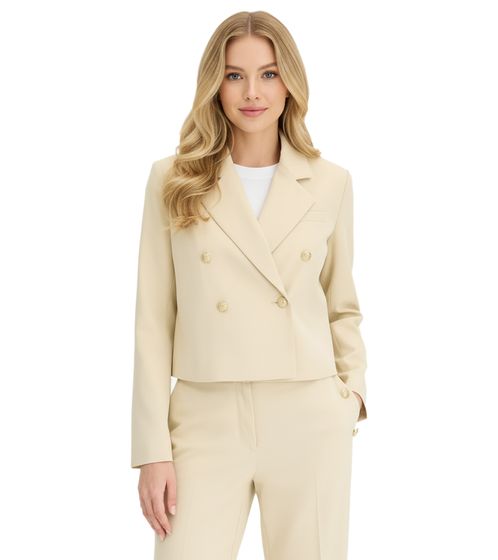 stillvoller Kurzblazer für Damen mit Schmuckknöpfen Ausgeh-Blazer Business-Blazer 950017 Beige