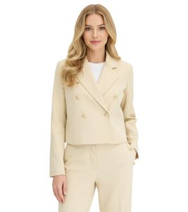 stillvoller Kurzblazer für Damen mit Schmuckknöpfen Ausgeh-Blazer Business-Blazer 950017 Beige