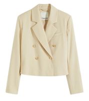 Blazer court élégant pour femme avec boutons décoratifs. Blazer de soirée, blazer business, 950017 Beige Blazer court élégant pour femme avec boutons décoratifs. Blazer de soirée, blazer business, 950017 Beige