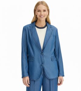 eleganter Lyocell-Blazer für Damen bequemer Ausgeh-Blazer Business-Blazer 931800 Blau