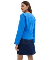 Damen Baumwoll-Popeline-Bluse mit Wasserfallausschnitt Alltags-Bluse 925072 Blau Damen Baumwoll-Popeline-Bluse mit Wasserfallausschnitt Alltags-Bluse 925072 Blau