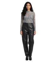 stylisches Damen Langarmshirt mit Glitzerdetail 908474 Dunkelgrau Silber  stylisches Damen Langarmshirt mit Glitzerdetail 908474 Dunkelgrau Silber