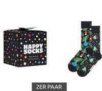 Lot de 2 paires de chaussettes Happy Socks en coton au motif de Noël, pour tous les jours, dans un coffret cadeau P001737 Noir/Vert/Rouge Lot de 2 paires de chaussettes Happy Socks en coton au motif de Noël, pour tous les jours, dans un coffret cadeau P001737 Noir/Vert/Rouge