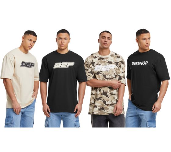 DEF MERCH Souvenir T-Shirts mit großem Marken-Print Rundhals-Shirt in Schwarz, Beige oder Camouflage