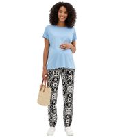 stylische Damen Schwangerschafts-Hose Umstandshose mit Blumen-Muster Umstandsmode 938357 Schwarz/Weiß stylische Damen Schwangerschafts-Hose Umstandshose mit Blumen-Muster Umstandsmode 938357 Schwarz/Weiß