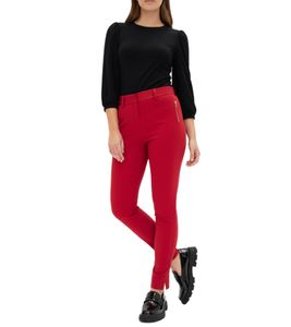 Pantalon femme intemporel avec fermeture éclair décorative, pantalon à enfiler 974554 Rouge