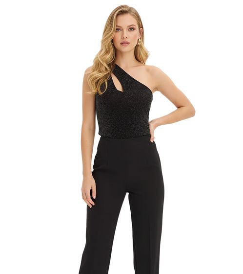 Women's Summer One-Shoulder Top with Cut-Out Detail, Vacation Wear 903349 Black