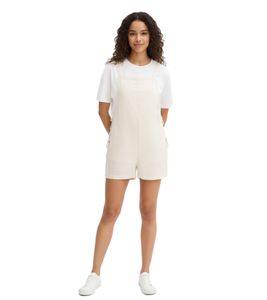 Tuta corta da donna con lacci in leggero misto lino, tuta estiva, 696075 beige