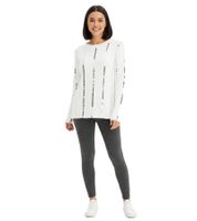 klassischer Damen Strick-Pullover mit glänzenden Nadelstreifen Alltags-Pullover Sweater 972785 Woll-Weiß