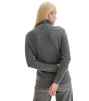 Damen Rollkragenpullover mit geknöpften Ärmeln Strick-Pullover 950937 Grau