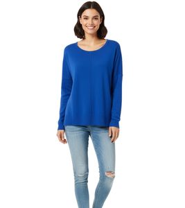 Lässiger Damen Oversized Strick-Pullover mit Schlitzen am Saum Alltags-Pullover 964932 Blau
