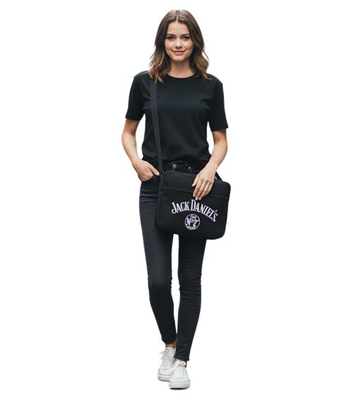 Jack Daniels Canvas Umhänge-Tasche Messengerbag Laptop-Tasche Fan-Artikel 38 x 28 x 5 cm Schwarz