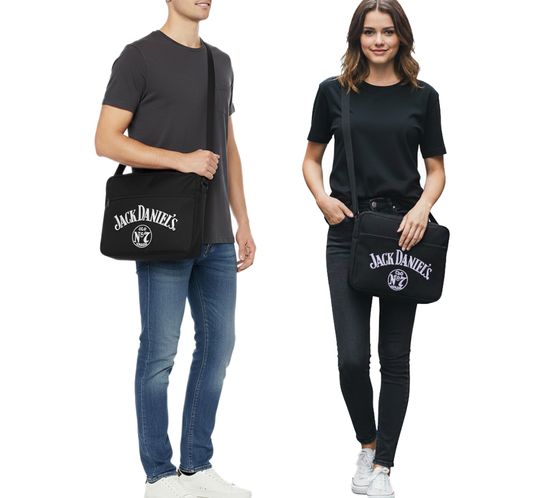 Jack Daniel's Canvas Shoulder Bag Messenger Bag Laptop Bag Fan Merchandise 38 x 28 x  5 cm Black