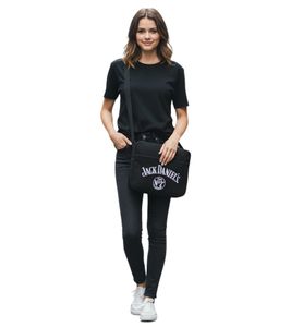Jack Daniels Canvas Umhänge-Tasche Messengerbag Laptop-Tasche Fan-Artikel 38 x 28 x 5 cm Schwarz