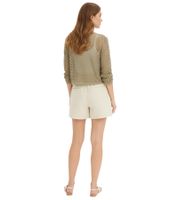 Great women's twill shorts with tie belt, cotton shorts 979948 beige