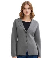 Women's Knit Blazer, Fine Knit Jacket, Smooth Knit Cardigan, 907995 Gray