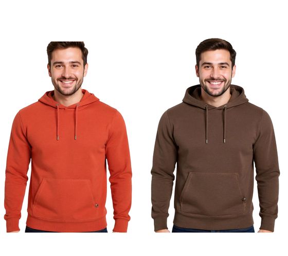 Felpa con cappuccio da uomo, maglione con cappuccio, maglione basic, maglione moderno in cotone, taglie forti in rosso o marrone