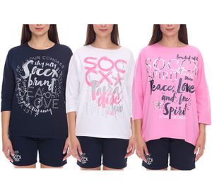 SOCCX Damen Oversized Sweatshirt mit Rundhals-Ausschnitt Alltags-Pulli in Blau, Weiß oder Rosa