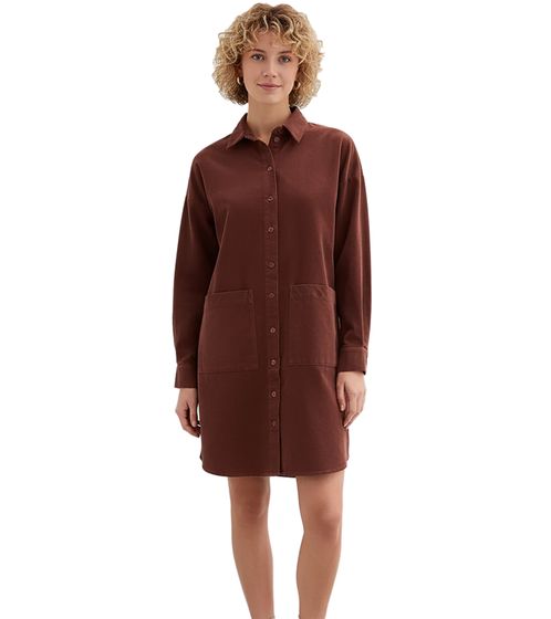 Women's Corduroy Shirt Dress with Patch Pockets, Cotton Dress, Mini Dress, 926626 Brown